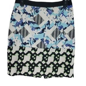 Peter Pilotto Designer Woman's Blue Black Duo Pattern Pencil Skirt‎ Size 8
